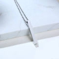Geometric 3D Vertical Bar Pendant Locket With Silver Beads Chain Necklace Set For Girls Women Men Ladies Couples Unisex Friendship Mens Boys Nacklace -  Couple Best Friend Ship Stick. 