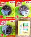 3 Pcs Dish Wash Stainless Steel Scourer Jali with Scrubs Sponge - Bartan dhone wala Spong fatafat baratan saff easy - Jali - Jali for Cage - Jali for Cage Steel - Jali for Kitchen - Jali for window iron. 