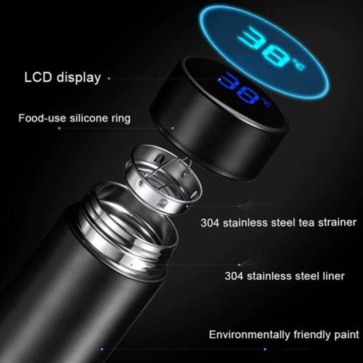 Customized Temperature Display LED Smart Water Bottle, Stainless Steel 500ml Bottle for School Kids and Gym Uses