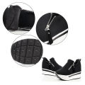 Girls High Heel Wedges Shoes, 4-Inch Canvas with Zipper Lock, Height-Increasing for Women. 
