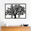 Wooden Tree Wall Art Deco 3 Pieces Black High Quality Gift Ideas Modern Nature Home Office Decor. 