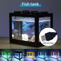 Mini Aquarium Fish Tank With LED Lamp Light Betta Fish Fighting Cylinder Small Aquariums Stackable Rumble Fish Cylinder. 