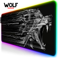 TITANWOLF XXL RGB Gaming Mouse Pad SMALL & Large Size - Extended & Small Led Soft Cloth Mousepad Mat with Non-Slip Rubber Base & 14 Lighting Modes for Gamers, PC Computer, Laptop, Office - (800×300×4mm) - Black - FunBug. 
