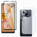 Pack of 2 - Infinix Hot 40 Pro Full Black 9D 6D 21D Tempered Glass Screen Protector + Back Matte Protector Soft Skin Sheet Film Protection Carbon Fiber With Sides Cover For hot40 pro - Transparent. 