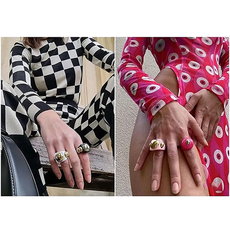 Thick Plastic Rings Rings Plastic Rings For Women IS4U Colorful Chunky Acrylic Plastic Knuckle ...
