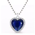 Exquisite Heart Pendant Necklace For Women Titanic Heart Of Ocean Blue Heart "my Heart Will Go On" Necklace Velvet Bag. 