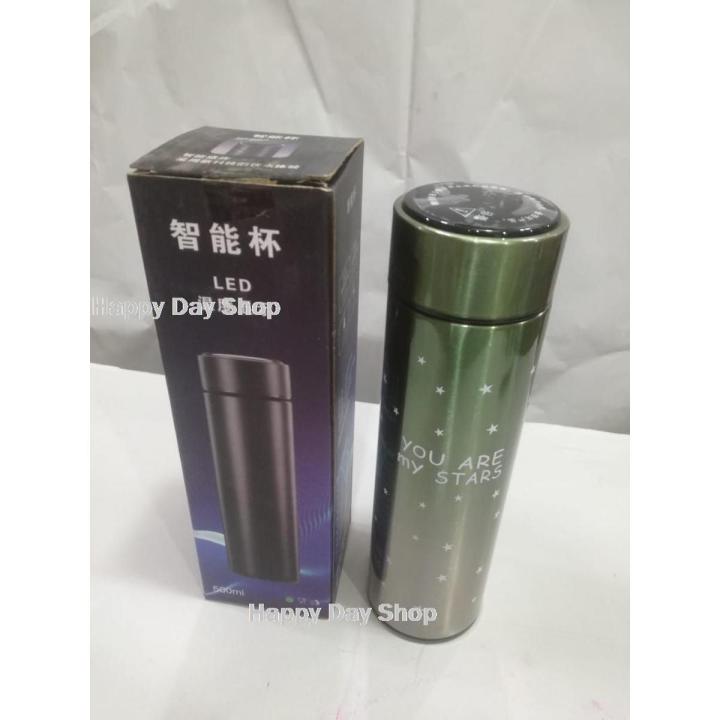 Water Bottle High Quality Temperature  Display Stainless Steel Double Walled Vacuum Insulated BPA Free Leak Proof Hot and Cold 500ML