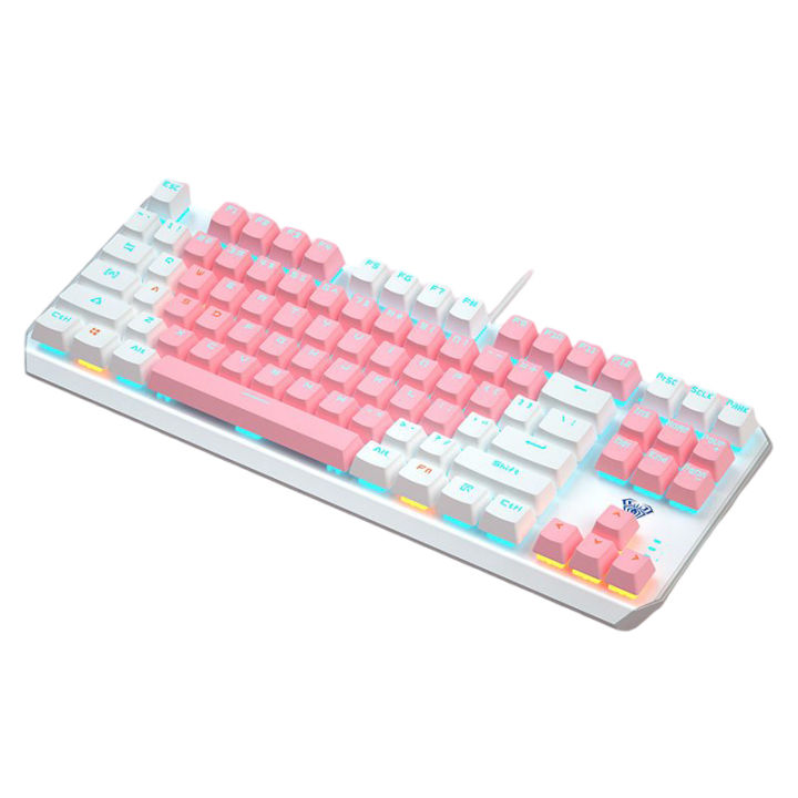 AULA F3087 Mechanical Gaming Keyboard | RGB Rainbow Backlight | Pink