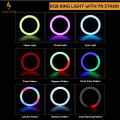 RGB LED Soft Ring Light With Tripod Stand, 33cm Ring Light with stand, Adjustable and Portable Tripod Stand, RGB Shades Ring Light Stand by Anzik Store. 