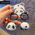 Baimao original couple buckle panda keychain female cute delicate resin doll key chain ring schoolbag pendant. 