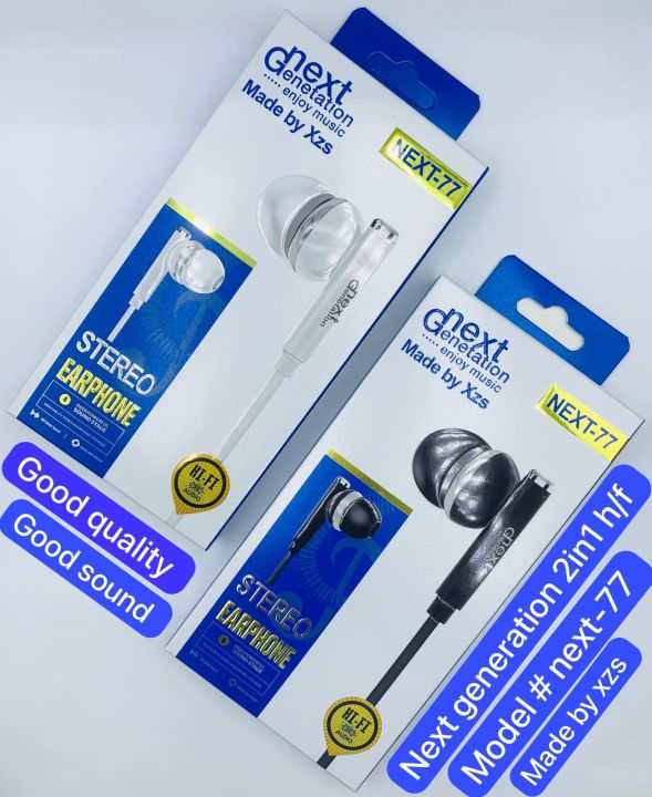 NEXT GENERATION 2 IN 1 NEXT-77 HANDSFREE ENJOY MUSIC MADE BY XZS HIGH BASS STEREO EARPHONE