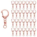50 Pcs Rose Gold Keychain, Spring Snap Key Ring with Chain and Jump Rings, DIY Key Chain Parts for Craft Hang Buckle. 