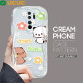 UCUC for Redmi Note 8 Pro Back Cover White And Brown Bears Cream Texture Wavy Edge Soft Silicone Phone Case. 