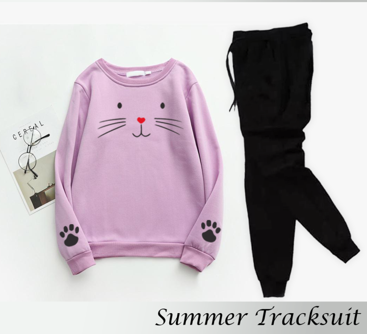 Cute%20Kitty%20Printed%20Tracksuit%20In%20Cotton%20&%20Jersey%20Fabric%20-%20Stay%20Stylish%20And%20Comfy%20With%20Elegant%20Summer%20Track%20Suit%20For%20Women%20-%20Trendy%20Sweatshirt%20And%20Casual%20Wear%20Trouser%20-%20Image%202