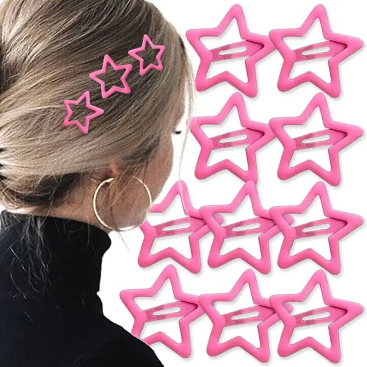 【hot】 Egirls Pink Pentagram Star Hair Clip For Women Sweet Cool Cute Y2K 90S Aesthetics Bobby Hair Pins Trend Hair Accessories Jewelry