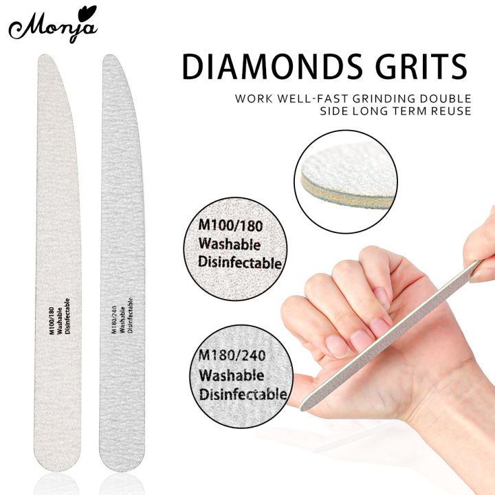 Monja Nail File Double Side Sandpaper Buffer 100/180/240 Grit Nail Polish File Gel Nail Polish File DIY Nail File Sanding Tools