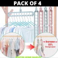 Mishbeeka 4-Pack - Super Magic Changeable Clothes Pluto Plastic Hanger Space Saving Saver Wonder Closet Organizer 9 Holes Holder Cloths and Pants Hanger. 