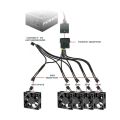 Black Net Sleeved IDE Molex to 5 x 4-Pins PWM CPU Case Cooling Fan Splitter Hub Power Adapter Cable, Molex to PWM 1X5. 