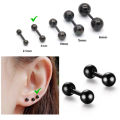 Round Ball Stud Earrings For Women Men Stainless Steel (Pair). 