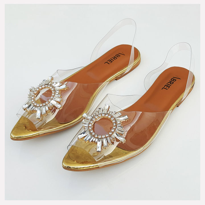 CINDERELLA%20-%20Women's%20Golden%20Transparent%20Flats%20-%20Image%203