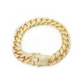2023 New 18k Gold Plated Thick Cuban Chain Necklace Sparkling Diamond Miami Chain Link Necklace Men. 