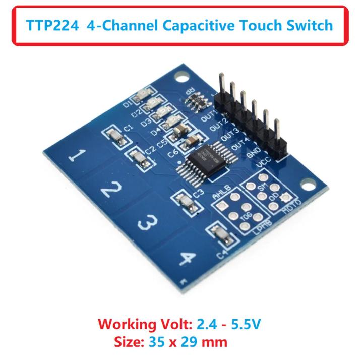 TTP224 4 Way Capacitive Touch Switch 4-Channel Digital Touch Sensor Module TTP224 Touch Switch For Arduino by electrica