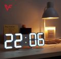 White 3D Led Digital Clock Snooze Bedroom Desk Alarm Clocks 24/12 Hour Display Home Decoration Hanging Wall Clock Calendar Thermometer Voice Control Backlight  Time Temperature Display For Bedroom Office Living Room Home Decor Gift Nightstand Bedside. 