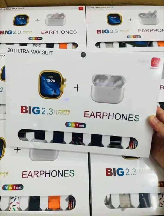 i20 Ultra Smart Watch - max suit 7 in 1 set with earbuds Charging Multi-sport Waterproof Men Women smart watch Revolutionize Your Lifestyle with the i20 Ultra Smart Watch 2.3inch large screen with 7 straps smartwatch call heart rate sleep monitoring