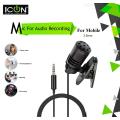 ICON 3.5mm Microphone Professional Lavalier Omnidirectional Mic 360° Easy Clip for Android Mobile Phones (Not For PC) (1.2 Meter). 