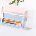 Storage Box, Unprinted Pastel Colour Plastic Matte Solid with Secure Snap-tight Lid, For School Office Art Supplies Cosmetics Jewellery, Holds up to 10 pens. 