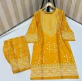 Stitched Chunri 2Pc Dress For Women Summer Linen Fabric Casual Traditional Style Multiple Color. 