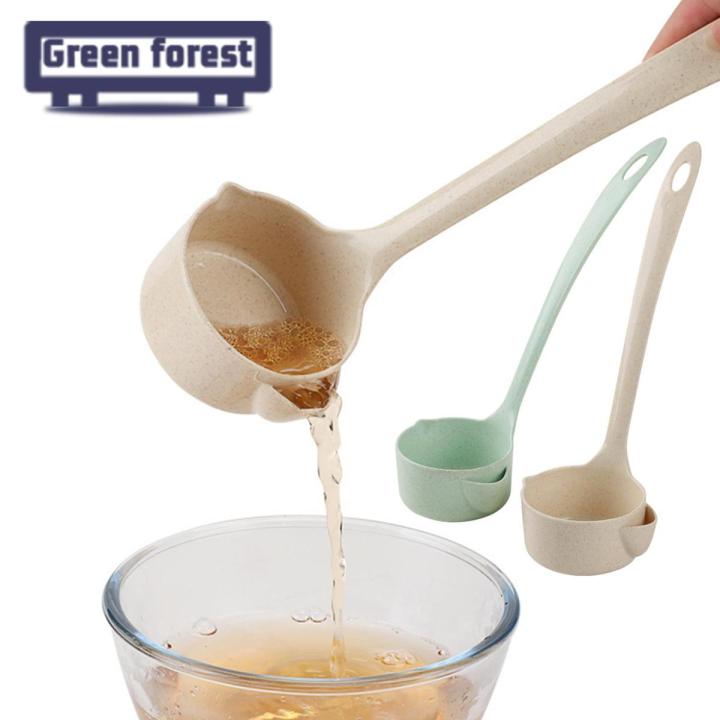 Green forest Oil Filter Spoon with Hanging Hole Remove Oil Separation Kitchen Gadgets