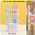 Creative 6x Dual Tip Fruit Scented Highlighter & Markers | Best Quality Stationery for Boys and Girls. 