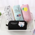 【FUN LIVE】 Korean Stationery Pencil Case With Big Zipper Cute Pencil Pouch Large Capacity Pen Bag For Student School Office Supplies. 