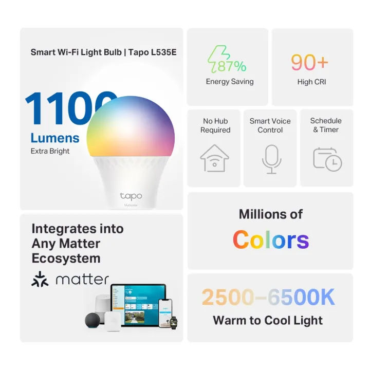 TP-Link%20Wi-Fi%20Smart%20Bulb%20Tapo%20L535E%20Smart%20WiFi%20Light%20Bulb,%20Multicolor%20-%2018%20Months%20Brand%20Warranty%20-%20Image%208