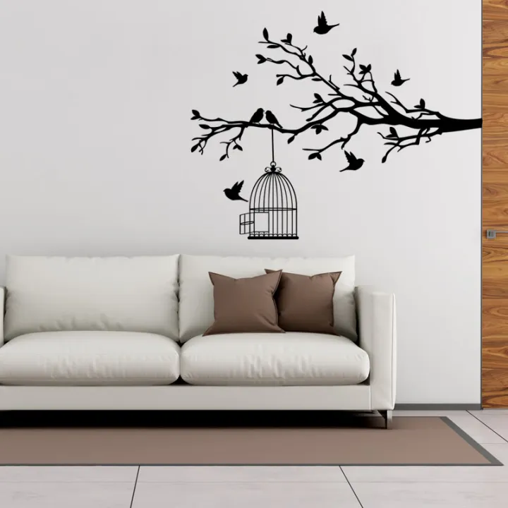 Birds%20on%20Branch%20escape%20from%20their%20cage%20Wall%20Sticker%20-%20Image%203