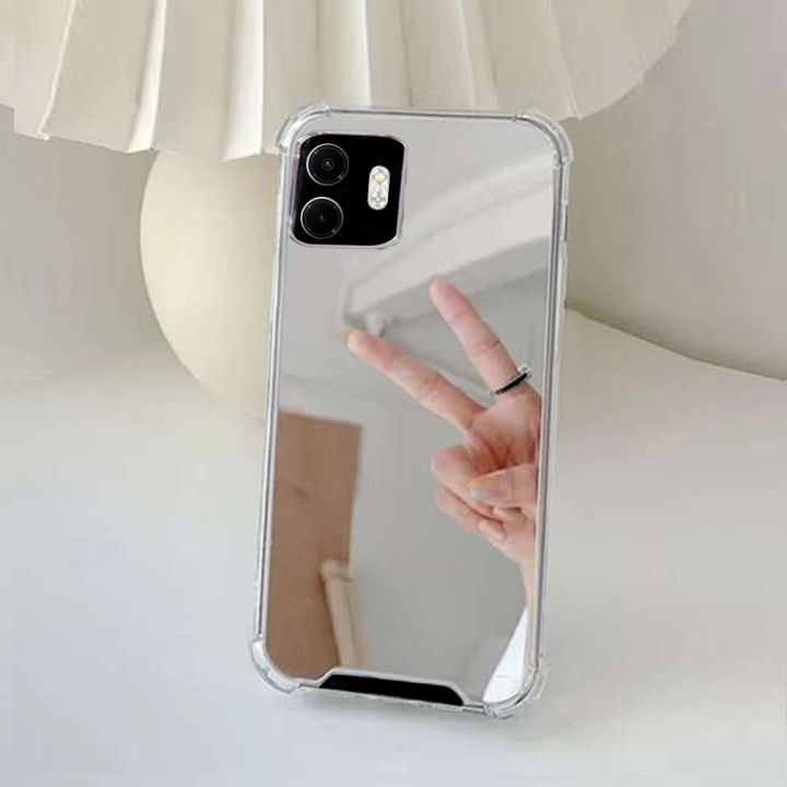 Back Cover for Infinix Smart 9 Luxury Silver Mirror Stylish Plating Fancy Soft Casing Silicone Phone Case Shiny Bling Pouch for Girls and Boys - Silver