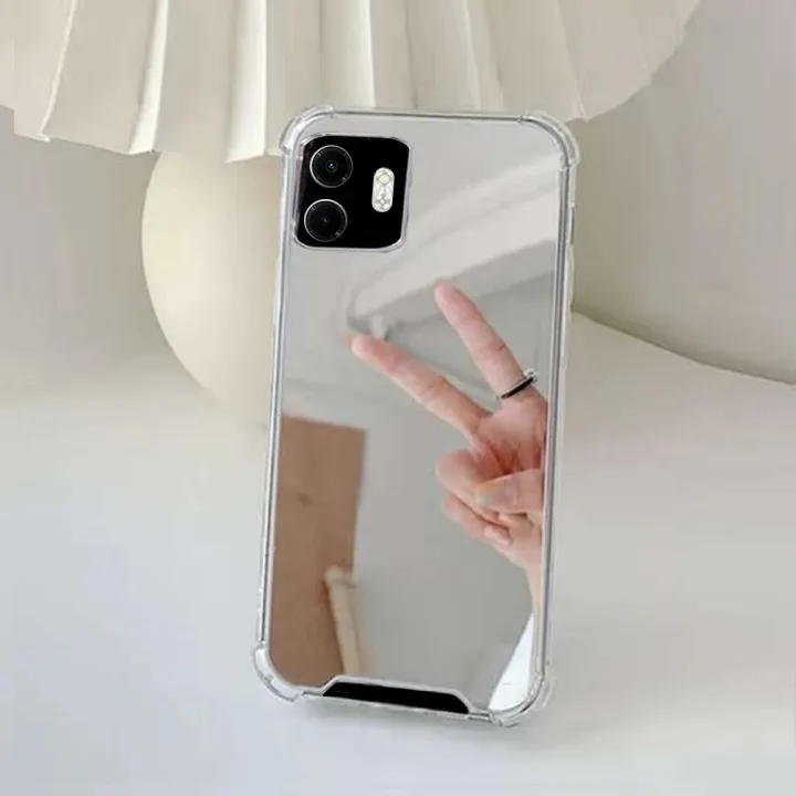 Back Cover for Infinix Smart 9 Luxury Silver Mirror Stylish Plating Fancy Soft Casing Silicone Phone Case Shiny Bling Pouch for Girls and Boys - Silver