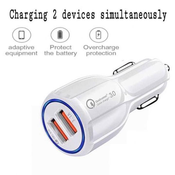 Car USB Charger Quick Charge 3.0 QC 3.0 2.0 Fast Charging Adapter Dual USB Car-Charger For All Mobiles White