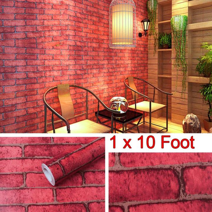 Waterproof 10 foot Brick Wallpaper PVC Self Adhesive Sofa Living Room Wall Sticker For Home Decor