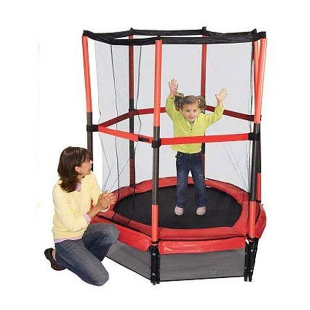 My First Trampoline and Enclosure Kids Jumping Trampoline with Safety Net and Red Cover Garden Outdoor and Indoor Jumping Mat And Spring Cover Padding Baby Toys And Games Kids Mini Junior Round Trampoline With Enclosure Safety