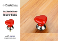 Heart Shape Red Ceramic Drawer Knobs- Premier Home - SKU 2490001. 