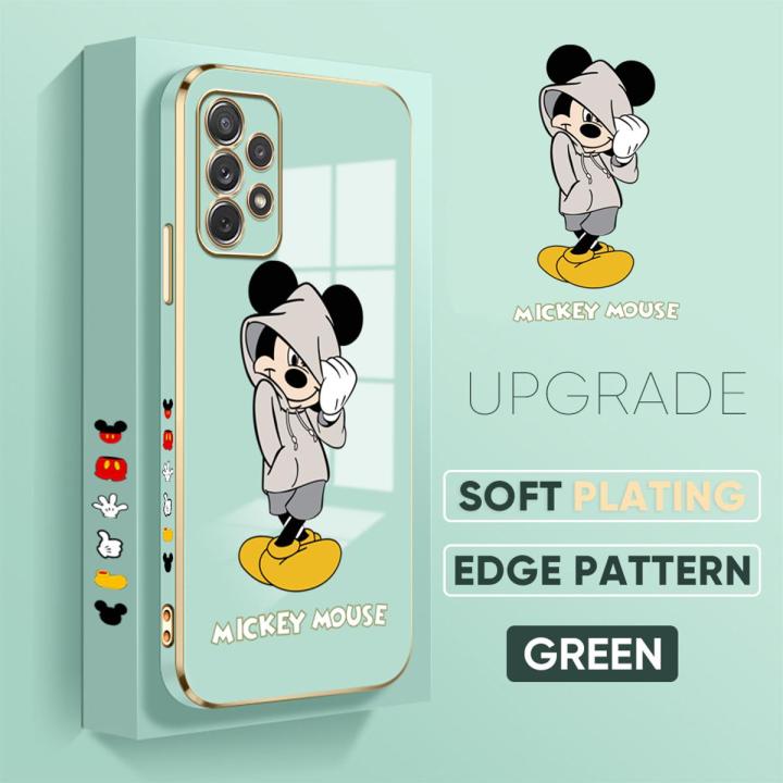TA for Samsung Galaxy A72 / A72 5G Back Cover + Free Lanyard Handsome Mouse Luxury 6D Plating Case Side Pattern Soft Silicone Square Phone Cases