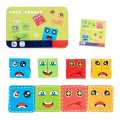 Face Swapping Cube Puzzles Toy  - 64 Cards With Different Style & 4 Face Changers - Children Fun Logical Blocks Best for Hand Eye Co-ordination Table Toys - Wooden toys - Indoor Toys. 