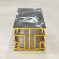 center table side table for living room  wooden marble texture powder coated paint Modern Luxury Living Room Table Gold Paint Finish. 