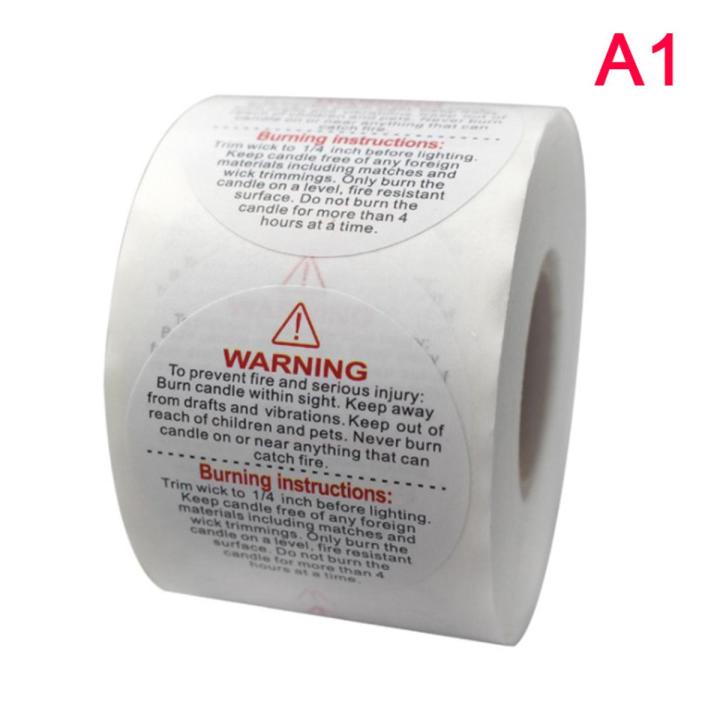 1.5 inch 500pcs/roll Waterproof Candle Warning Label Candle Container Stickers