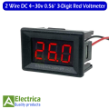 2 Wire DC 4v-30v 3 Digit digital display voltage meter 0.56 inch digital voltmeter indication Red display by Electrica. 