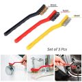 3PCS Small Brush Set Cleaning Brushes Iron Nylon Copper Wire for Car Kitchen Gas Stove Cleaning Tool. 