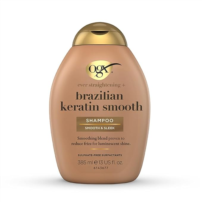 OGX Ever Straightening + Brazilian Keratin Therapy Shampoo | For Smooth, Shiny & Frizz-Free Hair | 385ml
