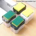 2 in 1 Soap Dispenser Push-Out Liquid Dispenser Kitchen Dishwashing Brush Scouring Pad Detergent Automatic Dispenser Kitchen Tool. 